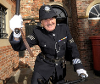 Preston Park volunteer dressed in old police uniform.