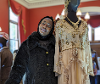 Woman with jewelled dress.