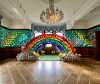 The full collection of painted and decorated eggs at the event, including a rainbow made from eggs.