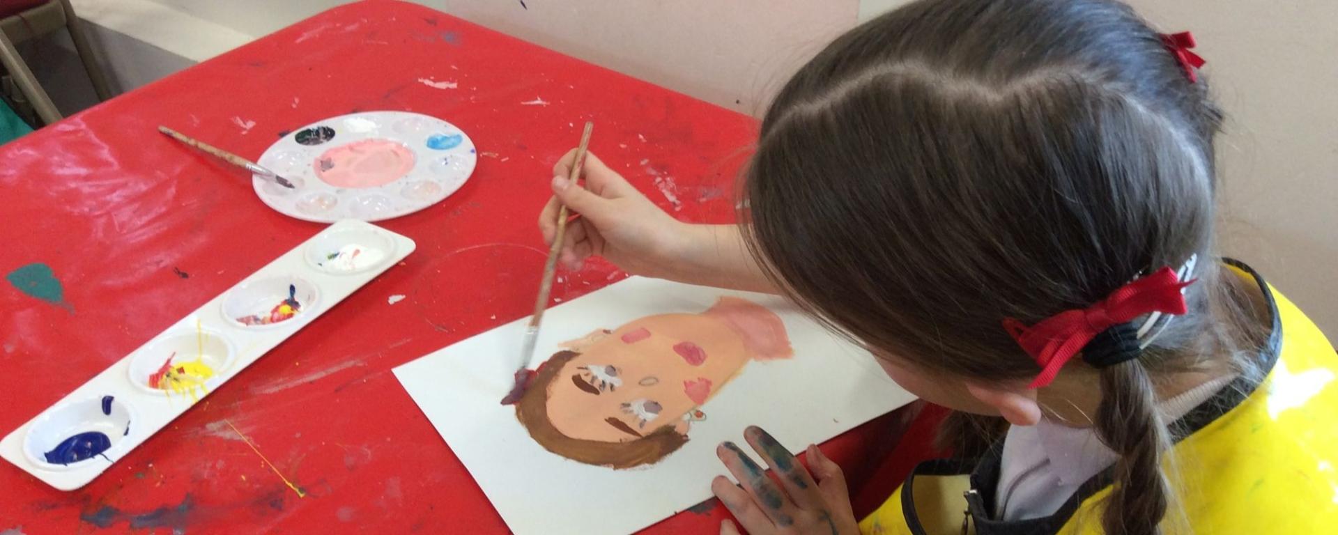School Child Painting A Self Portrait School Child Painting A Self Portrait