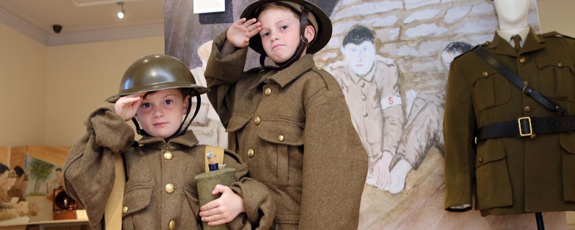 Two Boys Dressed As Soldiers Two Boys Dressed As Soldiers