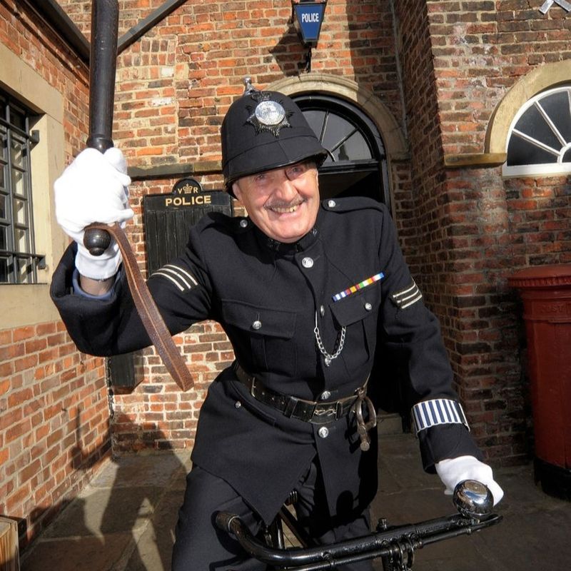 Policeman In Costume Outside The Victorian Police Station An image of the Victorian Policeman at Preston Park